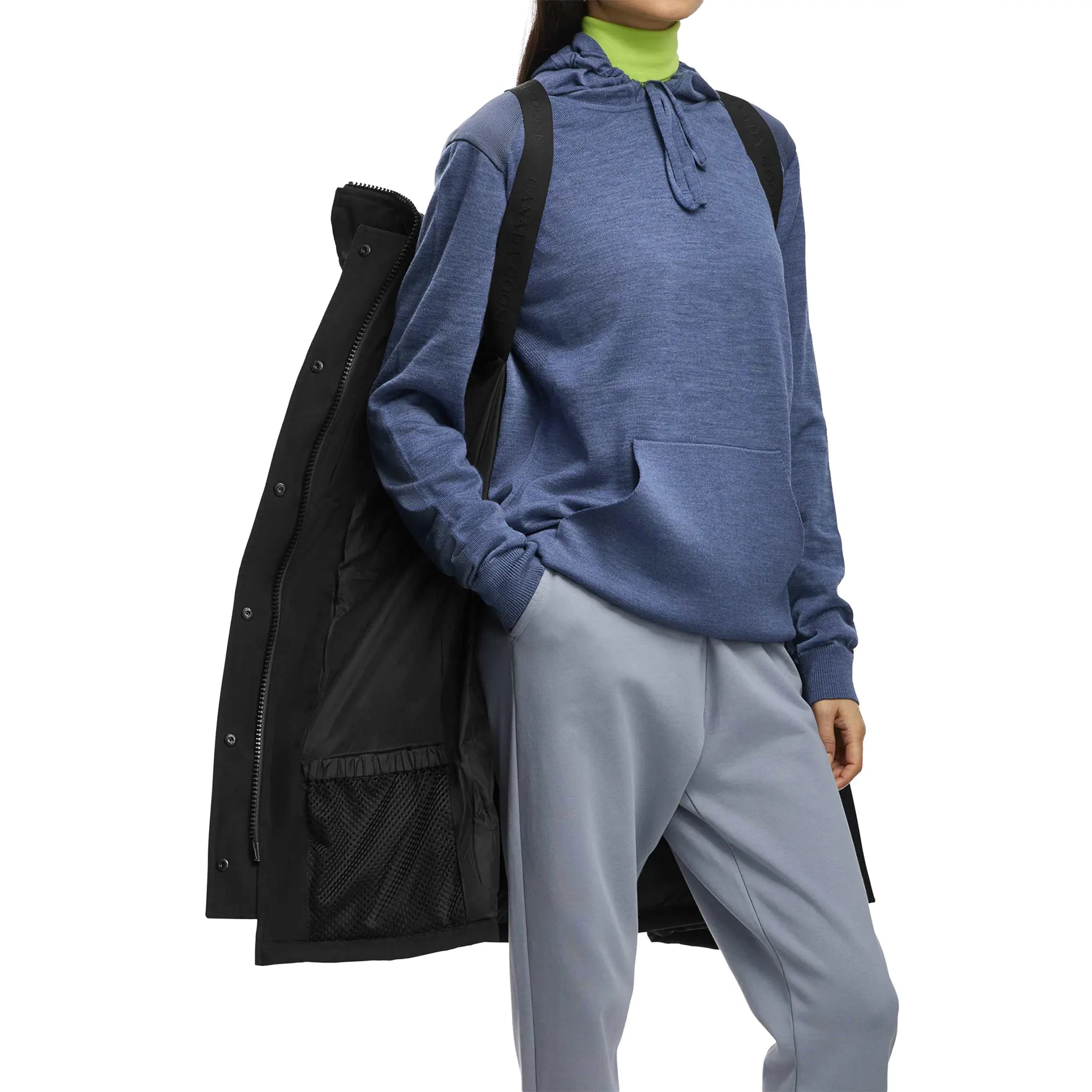 Model View of Canada Goose Shelburne Parka Black Jacket (W) 3802WB